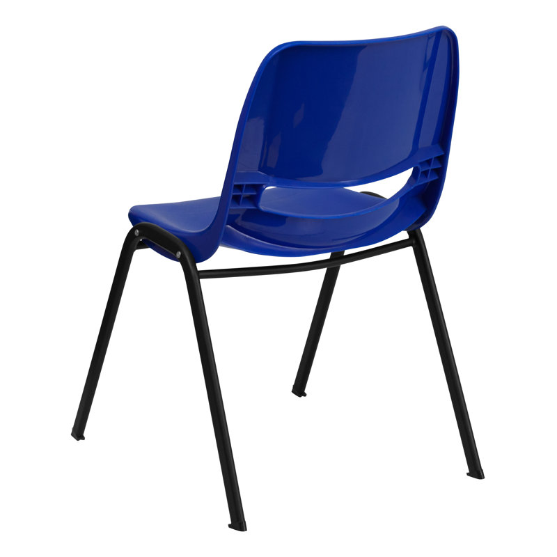 Navy Ergonomic Shell Stack Chair with Black Metal Frame