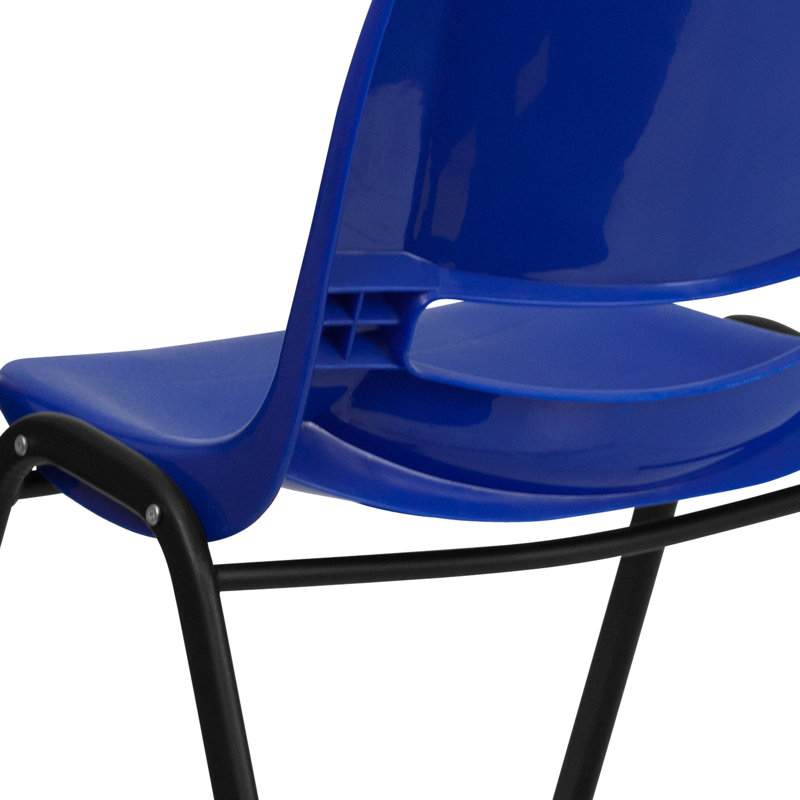 Navy Ergonomic Shell Stack Chair with Black Metal Frame