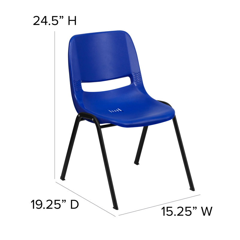 Navy Ergonomic Shell Stack Chair with Black Metal Frame