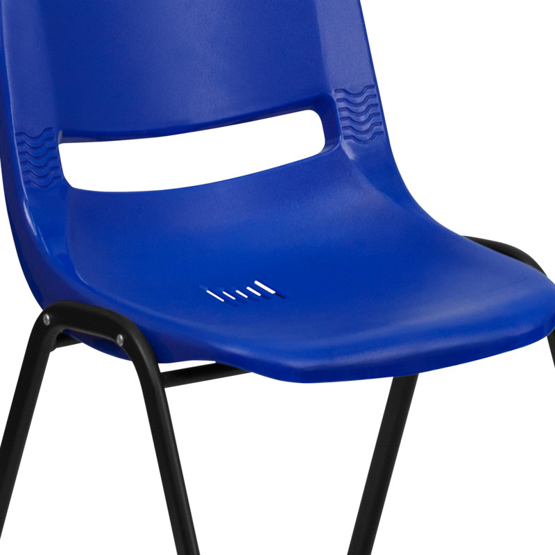 Navy Ergonomic Shell Stack Chair with Black Metal Frame