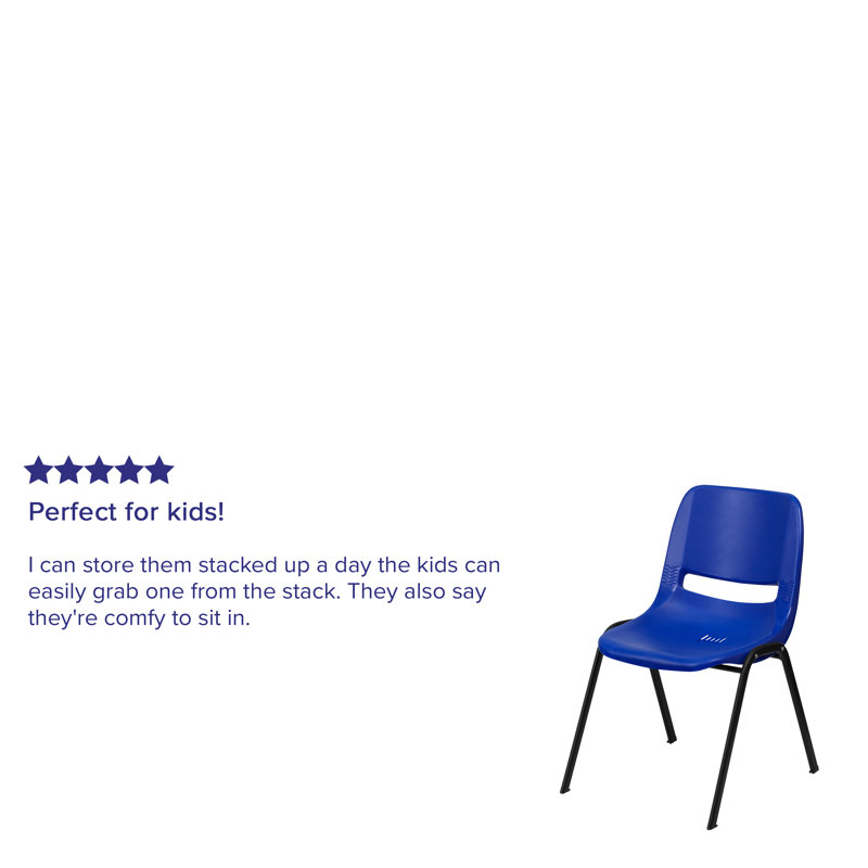Navy Ergonomic Shell Stack Chair with Black Metal Frame