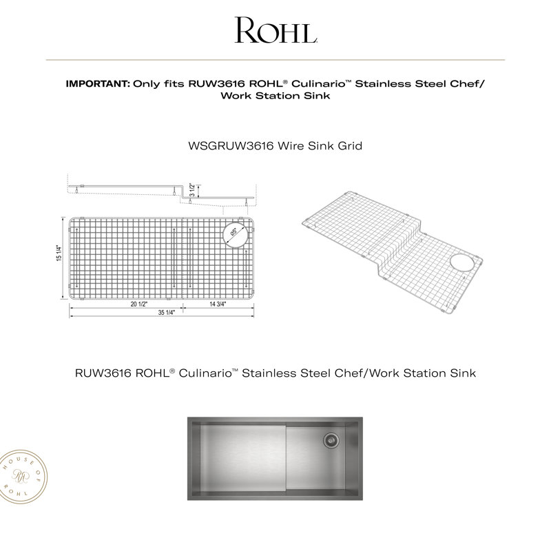 Culinario Stainless Steel Wire Sink Grid for Kitchen Basin