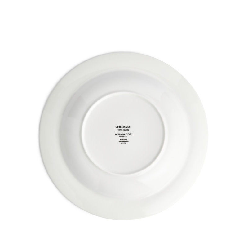 White and Gold Floral Porcelain Soup Bowl, 9"