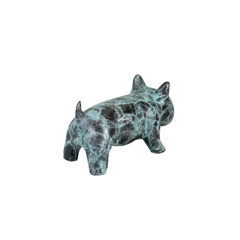 Handmade Bronze Patina Dog Statue with Gold Accents
