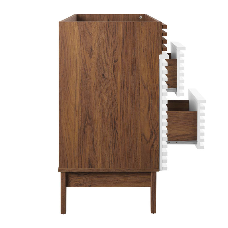 Render 47" White Walnut Mid-Century Modern Bathroom Vanity Base