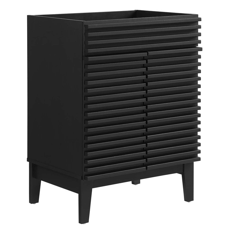 Black Wood Mid-Century Modern Bathroom Vanity