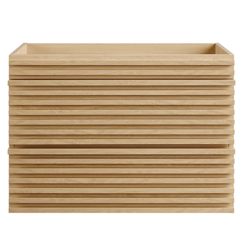 Walnut Grain Oak 30" Wall-Mounted Mid-Century Modern Vanity Base