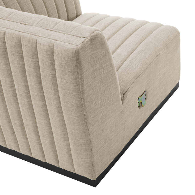 Elegant Black Gray Channel Tufted Velvet 3-Seater Sofa