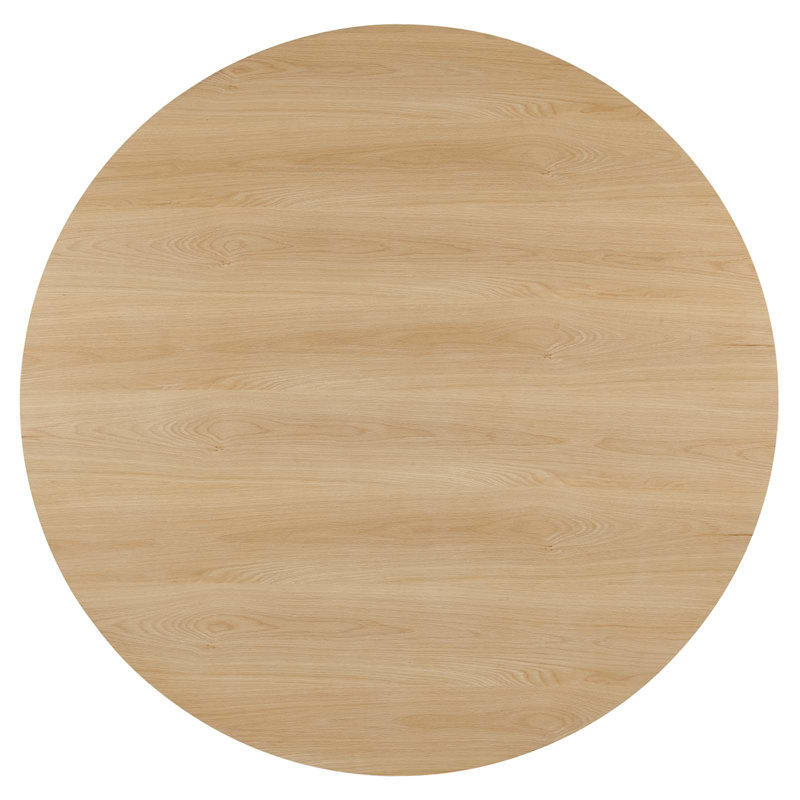 Sleek Oak 60" Round Wood Grain Dining Table for Six