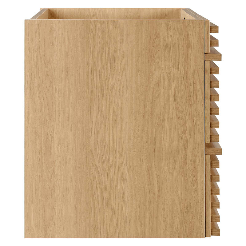 Walnut Grain Oak 30" Wall-Mounted Mid-Century Modern Vanity Base