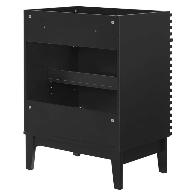 Black Wood Mid-Century Modern Bathroom Vanity