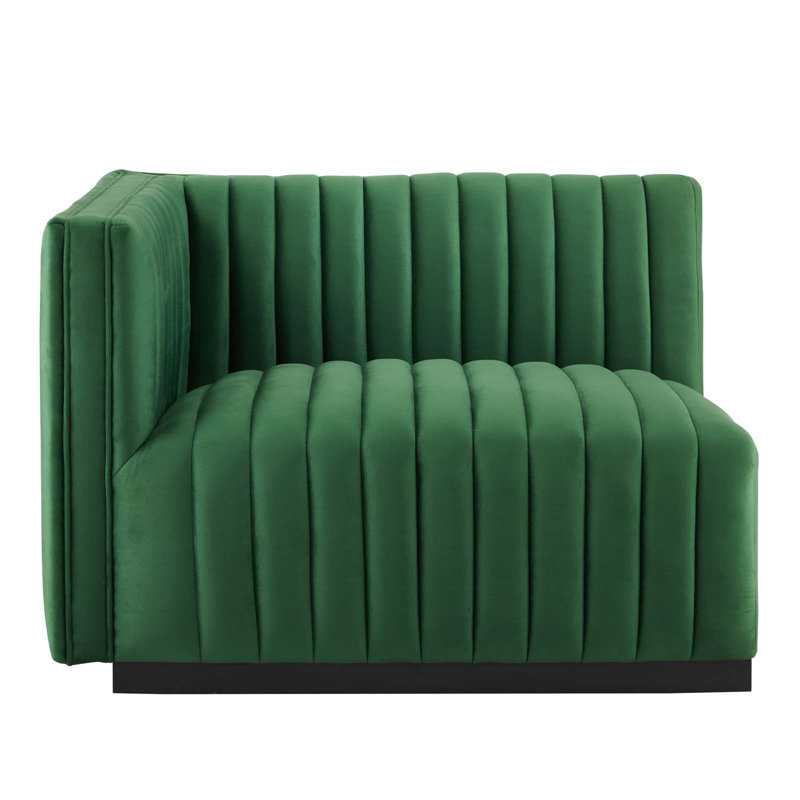 Elegant Black Emerald Velvet 5-Piece Sectional with Ottoman