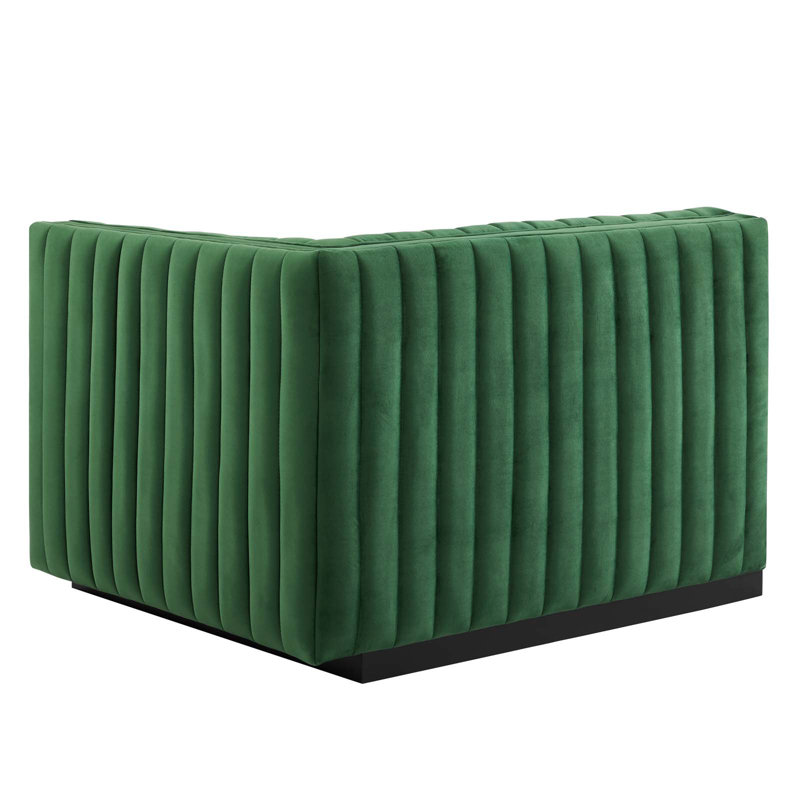 Elegant Black Emerald Velvet 5-Piece Sectional with Ottoman
