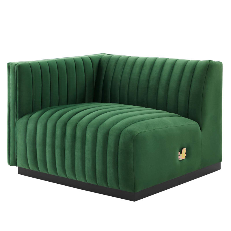 Elegant Black Emerald Velvet 5-Piece Sectional with Ottoman