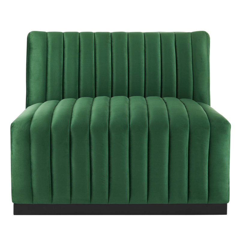 Elegant Black Emerald Velvet 5-Piece Sectional with Ottoman