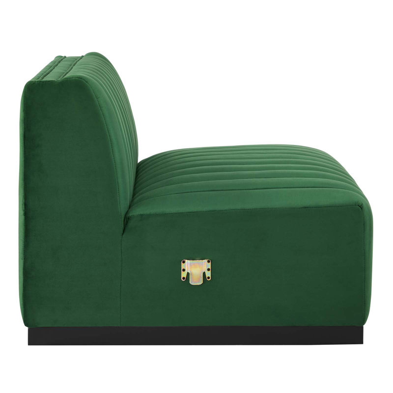 Elegant Black Emerald Velvet 5-Piece Sectional with Ottoman
