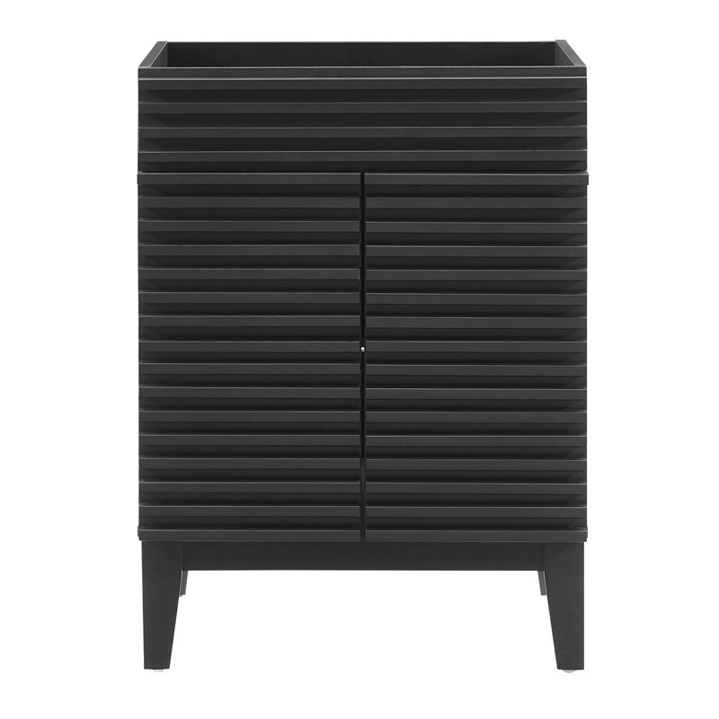 Black Wood Mid-Century Modern Bathroom Vanity