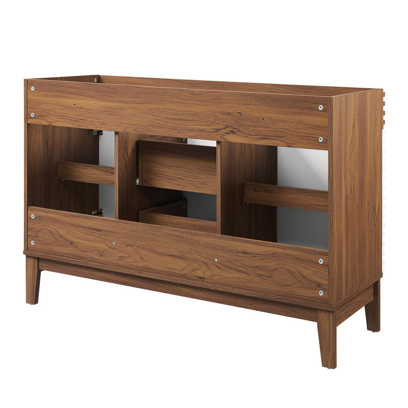 Render 47" White Walnut Mid-Century Modern Bathroom Vanity Base