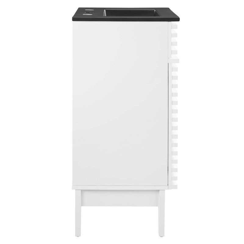 Render 18" White and Black Mid-Century Modern Bathroom Vanity