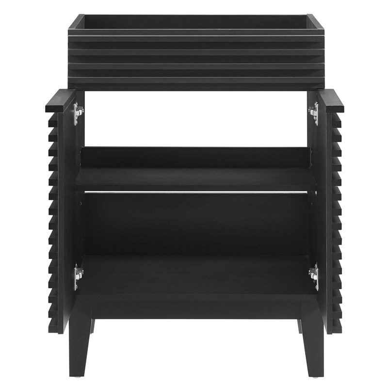 Black Wood Mid-Century Modern Bathroom Vanity