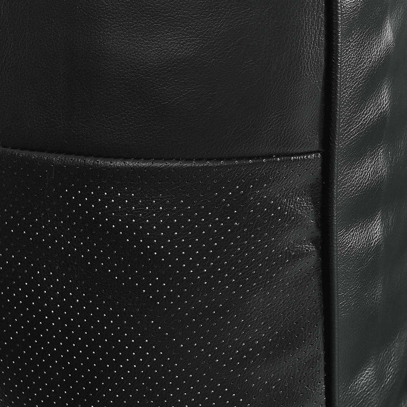 Mid-Century Biscuit Tufted Leather Accent Chair in Black
