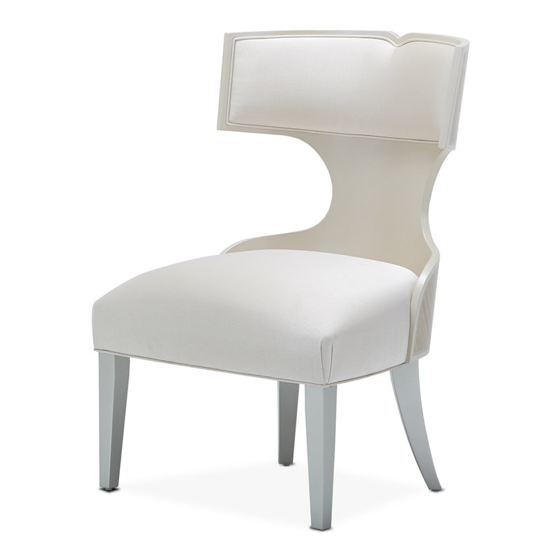 Camden Court Cream Upholstered Side Chair with Platinum Trim