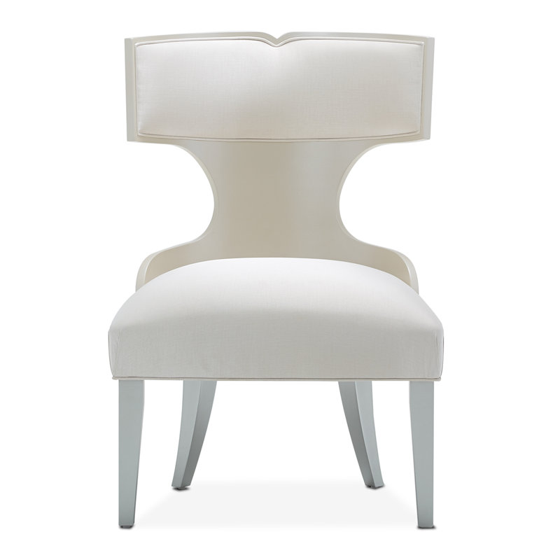 Camden Court Cream Upholstered Side Chair with Platinum Trim