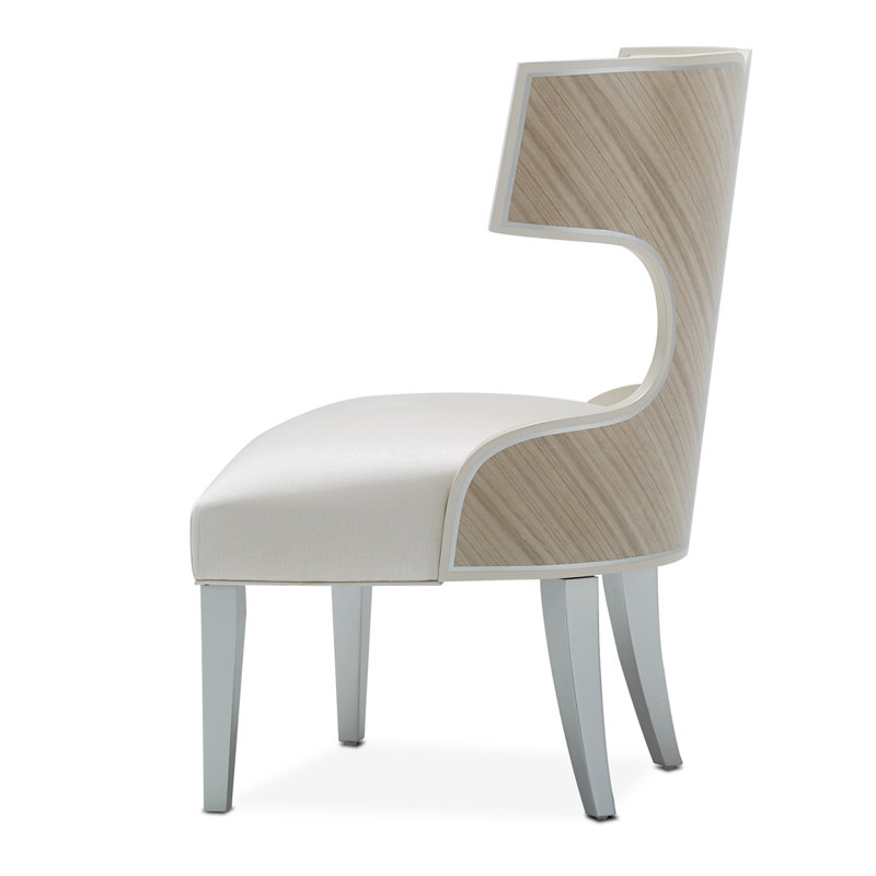 Camden Court Cream Upholstered Side Chair with Platinum Trim