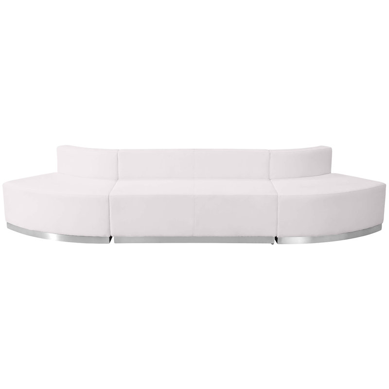 White Faux Leather Three-Piece Reception Sofa with Metal Frame