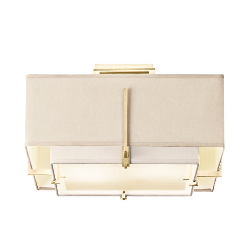 Exos Dual-Shade Semi-Flush Mount in Natural Iron & Flax
