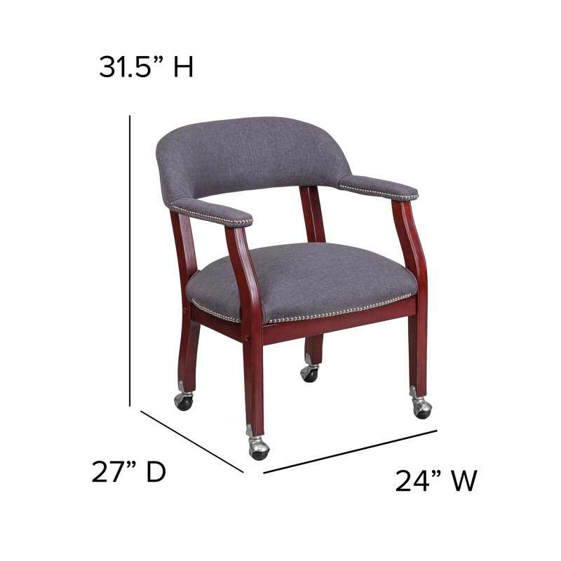 Gray Fabric and Wood Conference Chair with Casters