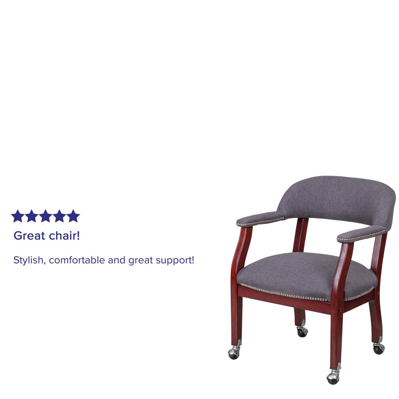 Gray Fabric and Wood Conference Chair with Casters