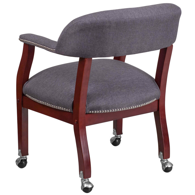 Gray Fabric and Wood Conference Chair with Casters