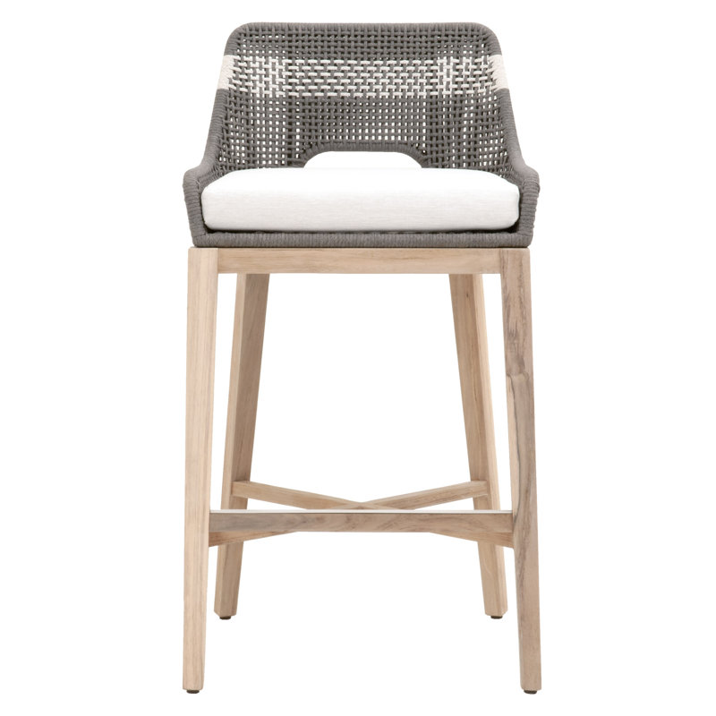 Coastal Dove Flat Rope & Gray Teak 31'' Outdoor Bar Stool