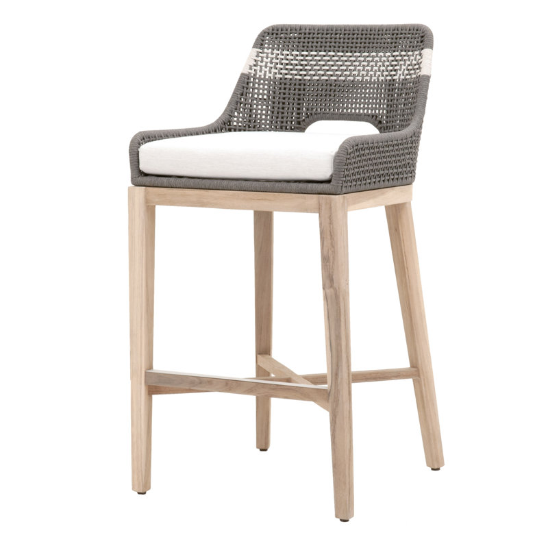 Coastal Dove Flat Rope & Gray Teak 31'' Outdoor Bar Stool