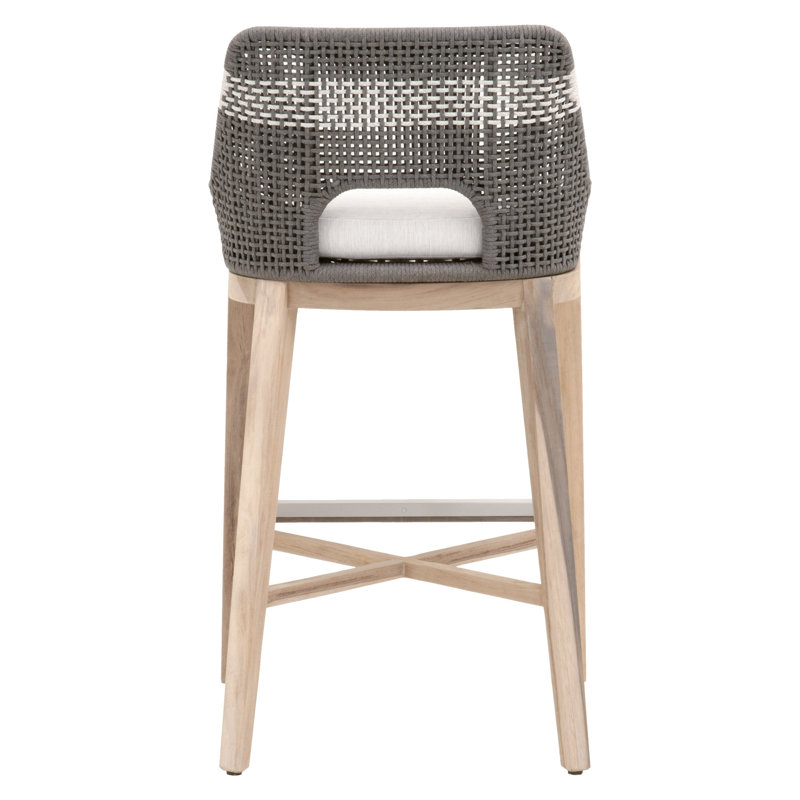 Coastal Dove Flat Rope & Gray Teak 31'' Outdoor Bar Stool