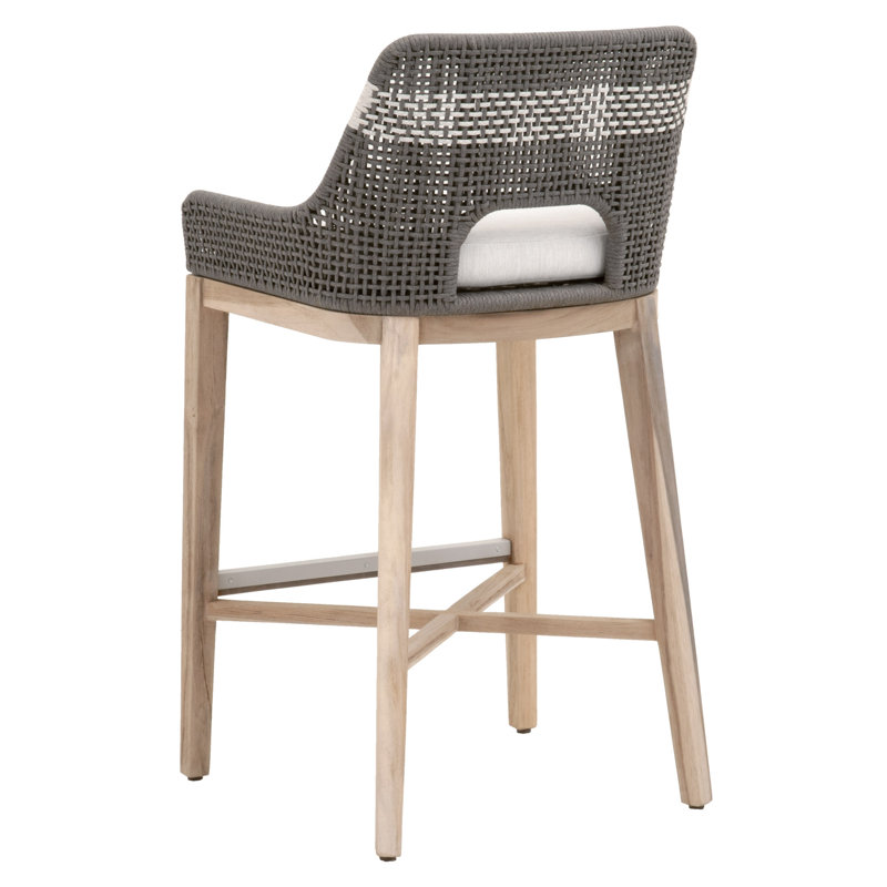 Coastal Dove Flat Rope & Gray Teak 31'' Outdoor Bar Stool