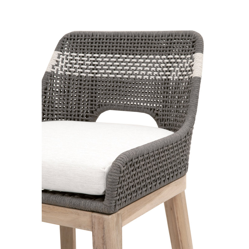 Coastal Dove Flat Rope & Gray Teak 31'' Outdoor Bar Stool