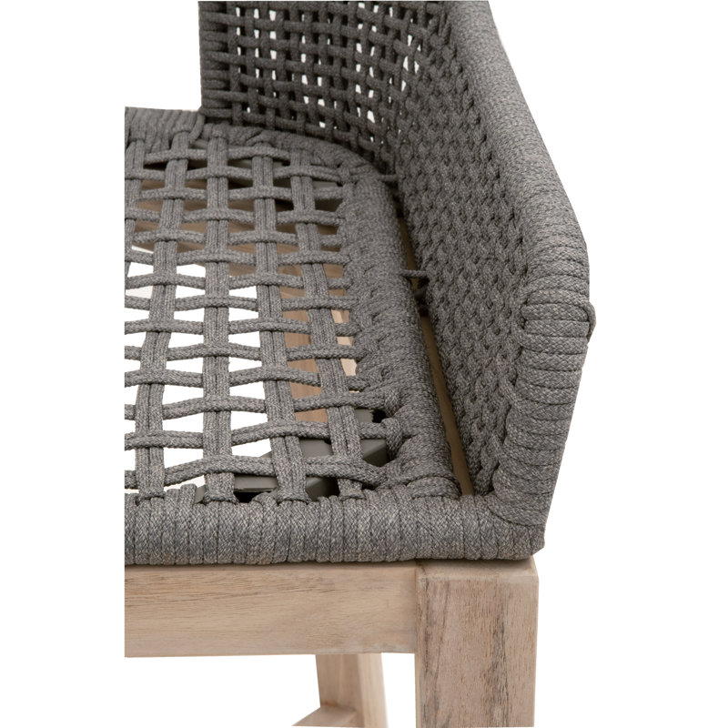 Coastal Dove Flat Rope & Gray Teak 31'' Outdoor Bar Stool