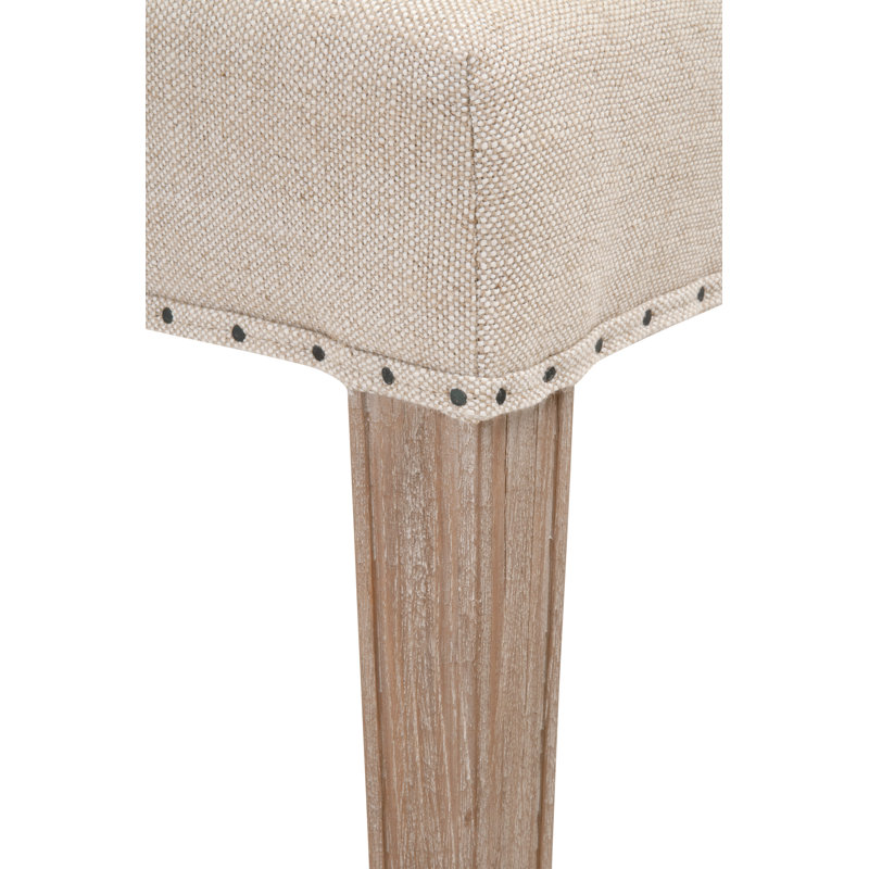 Bisque French Linen Upholstered Arm Chair with Natural Gray Wood