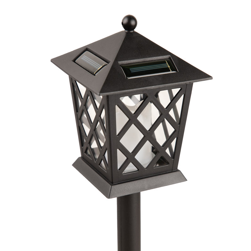 16" Tall Black Solar Powered LED Pathway Light Set