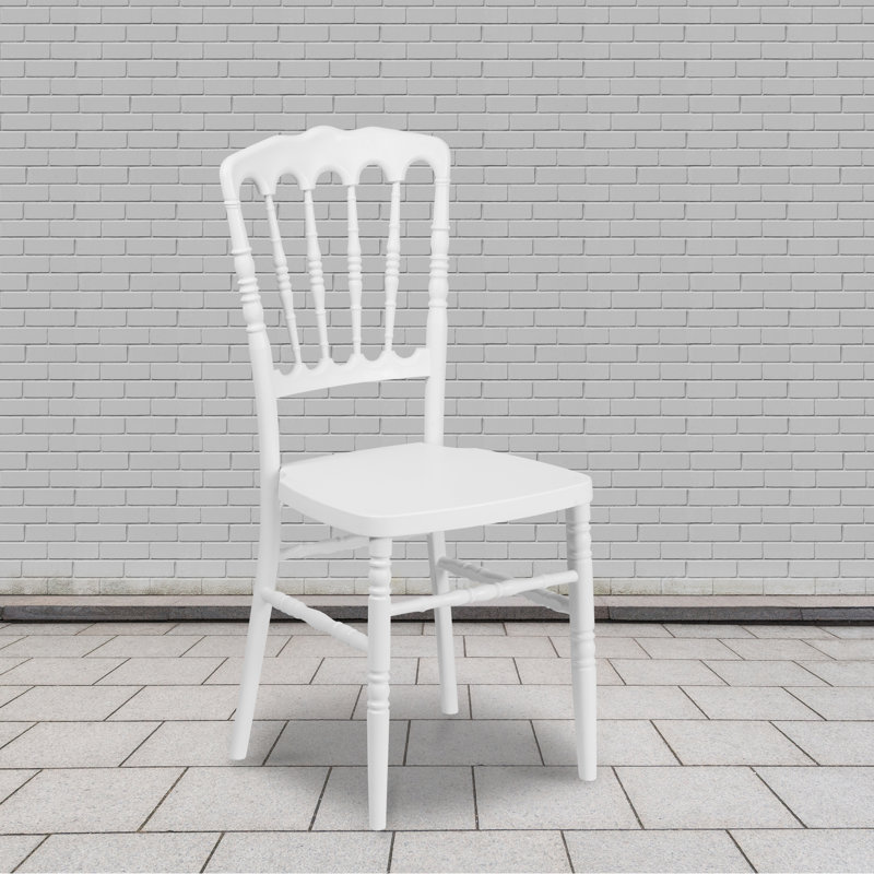 White Resin Stacking Napoleon Chairs, Set of 2