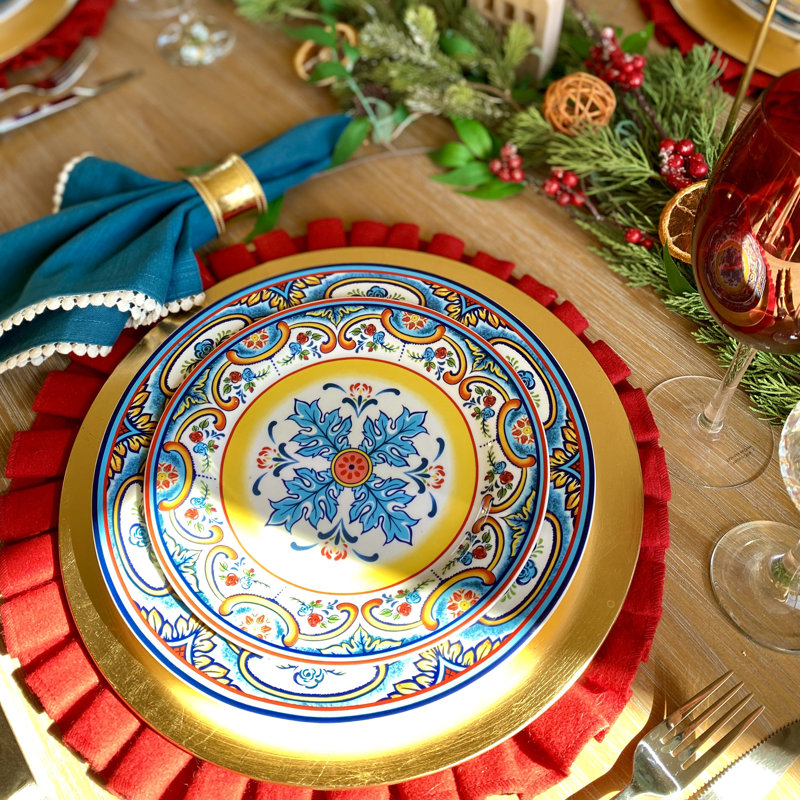 Vibrant Ceramic 8.66" Microwave-Safe Salad Plates Set