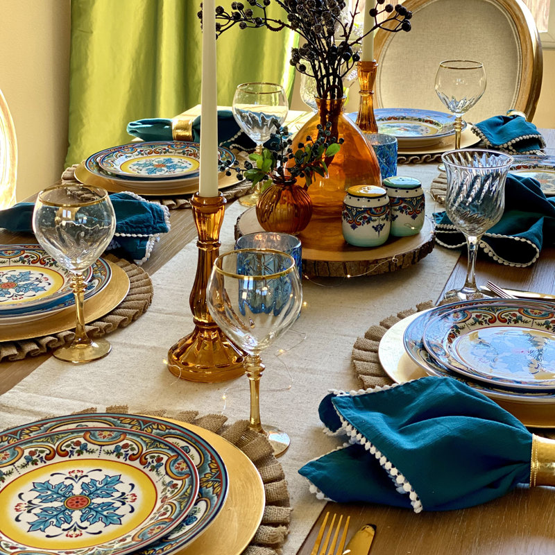 Vibrant Ceramic 8.66" Microwave-Safe Salad Plates Set