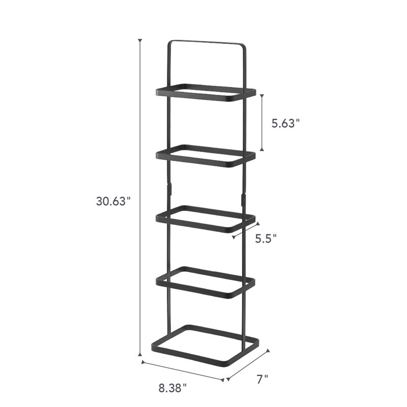 Slim Black Steel Stackable Shoe Rack with Carry Handle