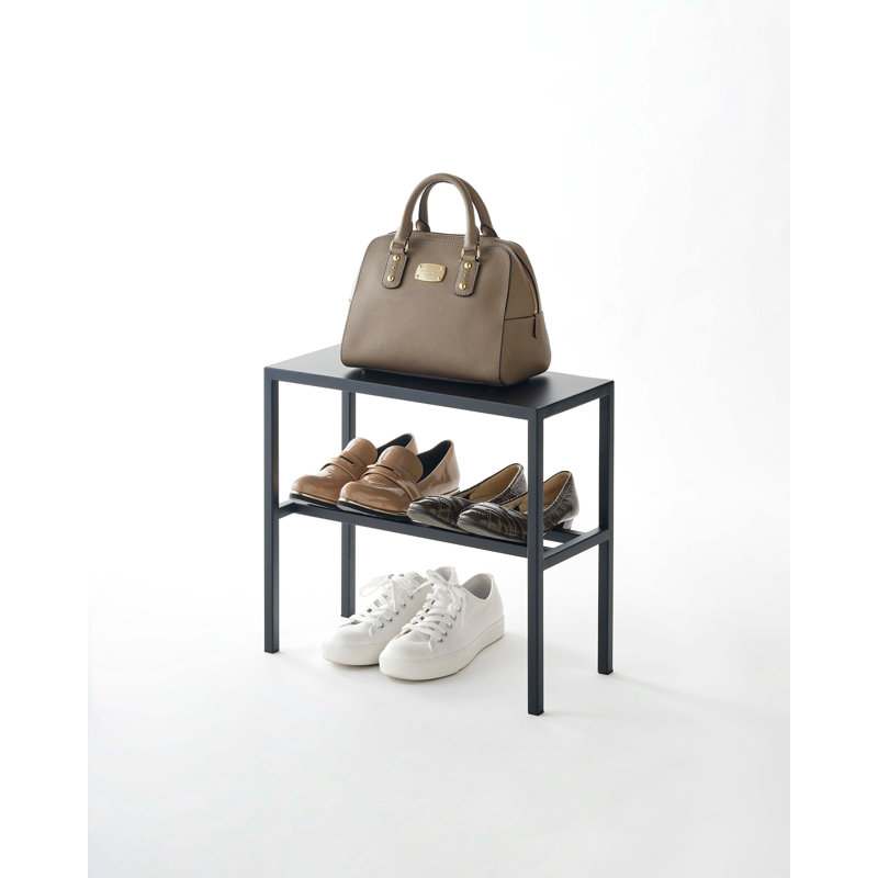 Black Metal 2-Tier Entryway Shoe Organizer