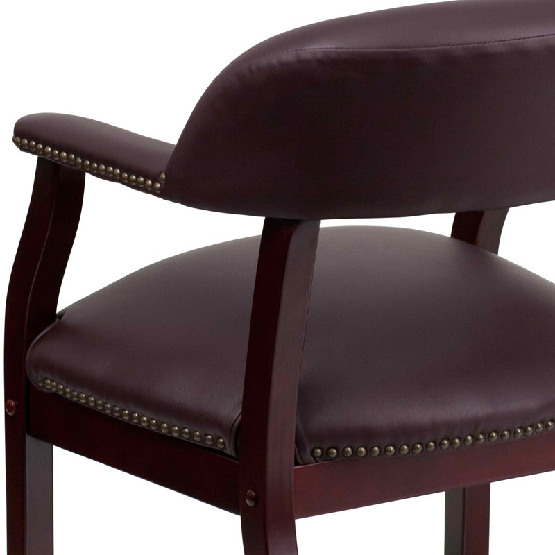 Burgundy LeatherSoft Traditional Office Chair with Brass Nail Trim