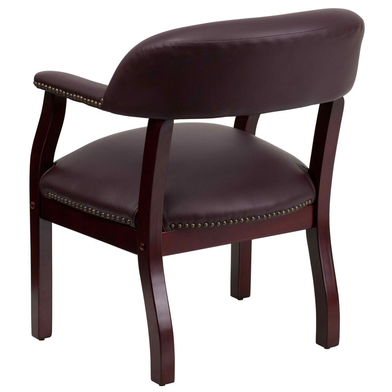 Burgundy LeatherSoft Traditional Office Chair with Brass Nail Trim
