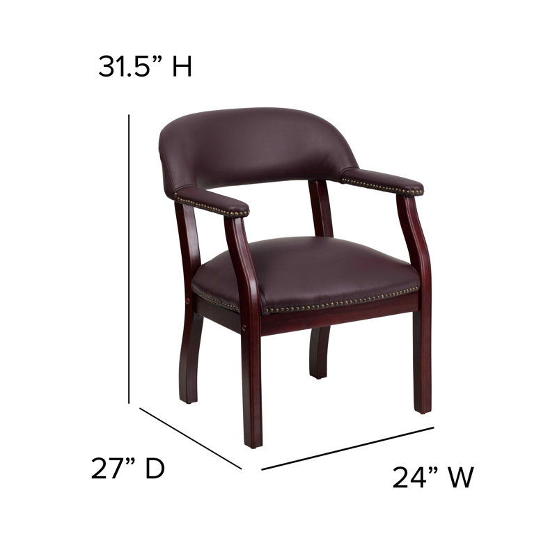 Burgundy LeatherSoft Traditional Office Chair with Brass Nail Trim
