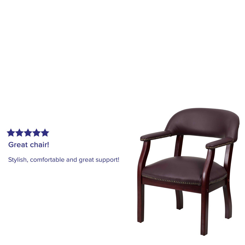 Burgundy LeatherSoft Traditional Office Chair with Brass Nail Trim